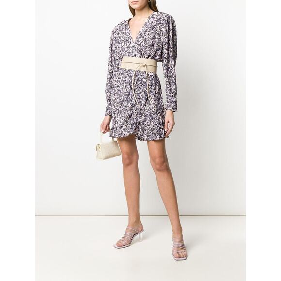 NWT IRO Brasey Abstract Print Mini Dress in Purple Floral Petals size 2 - Picture 3 of 12